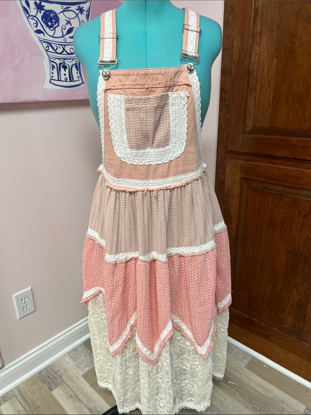 POL Pink and Cream Layered Maxi Dress